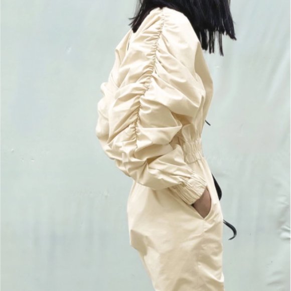 Cream High Waisted Jump Suit - Picture 8 of 12